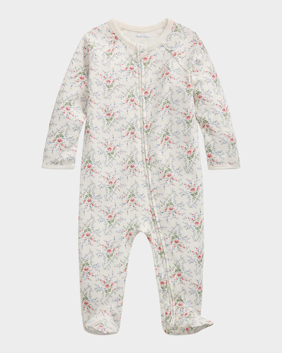 Boy's Floral-Print Coverall, Size Newborn-
